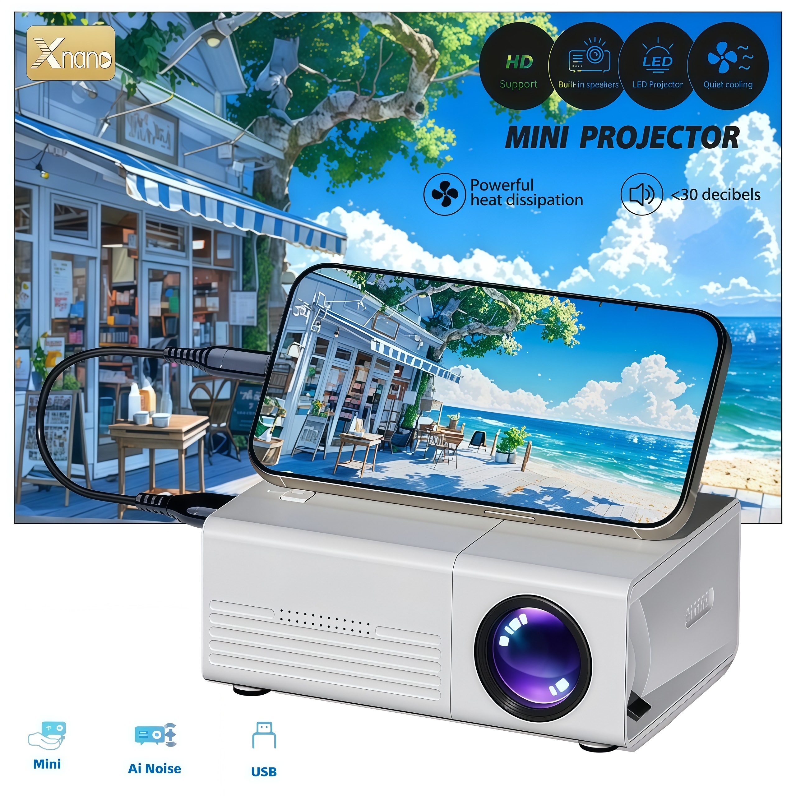 XNANO Q1 Mini Projector Portab - Home Cinema Gaming incelemesi ve fiyatı