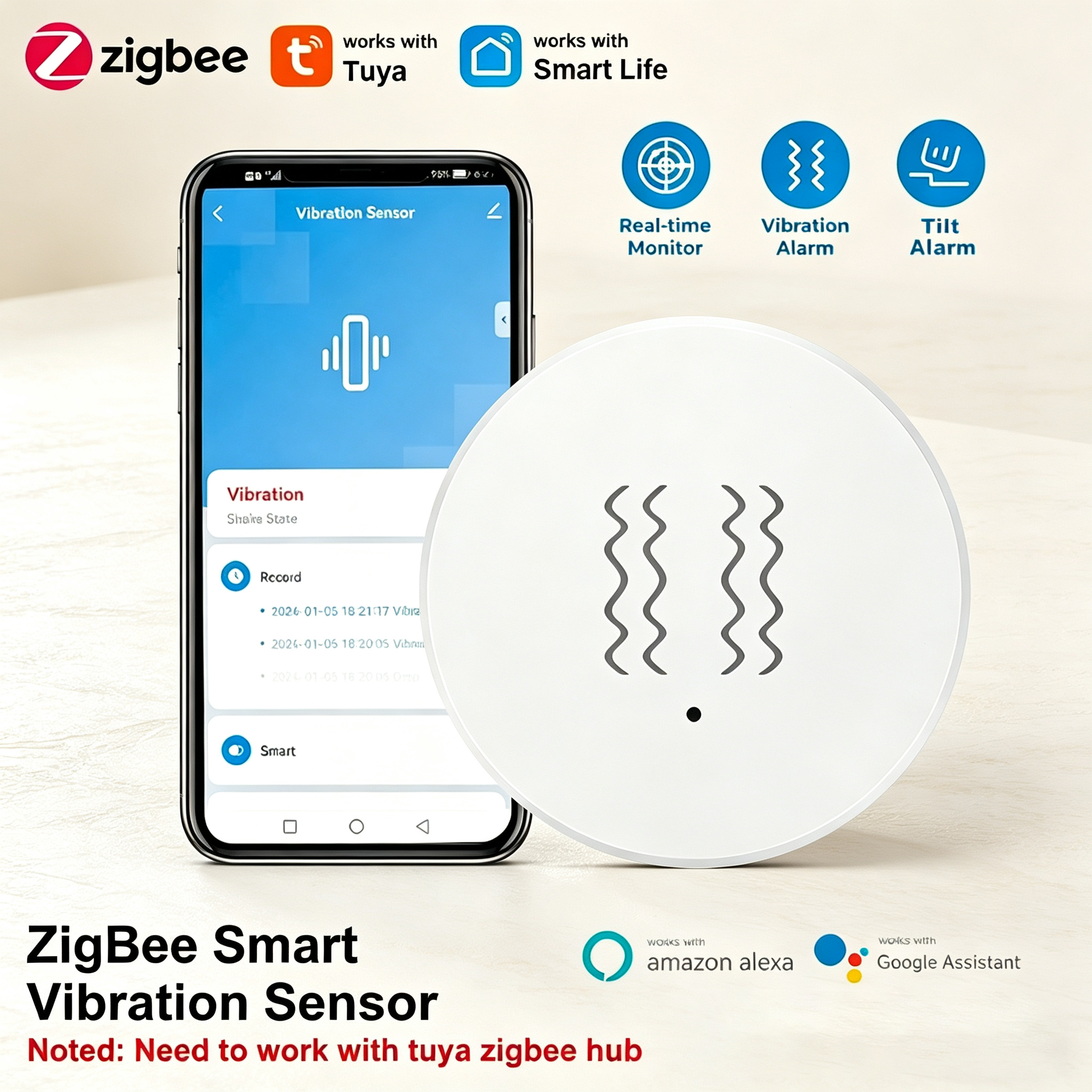 Tuya ZigBee Smart Vibration &  - Home Cinema Alexa incelemesi ve fiyatı
