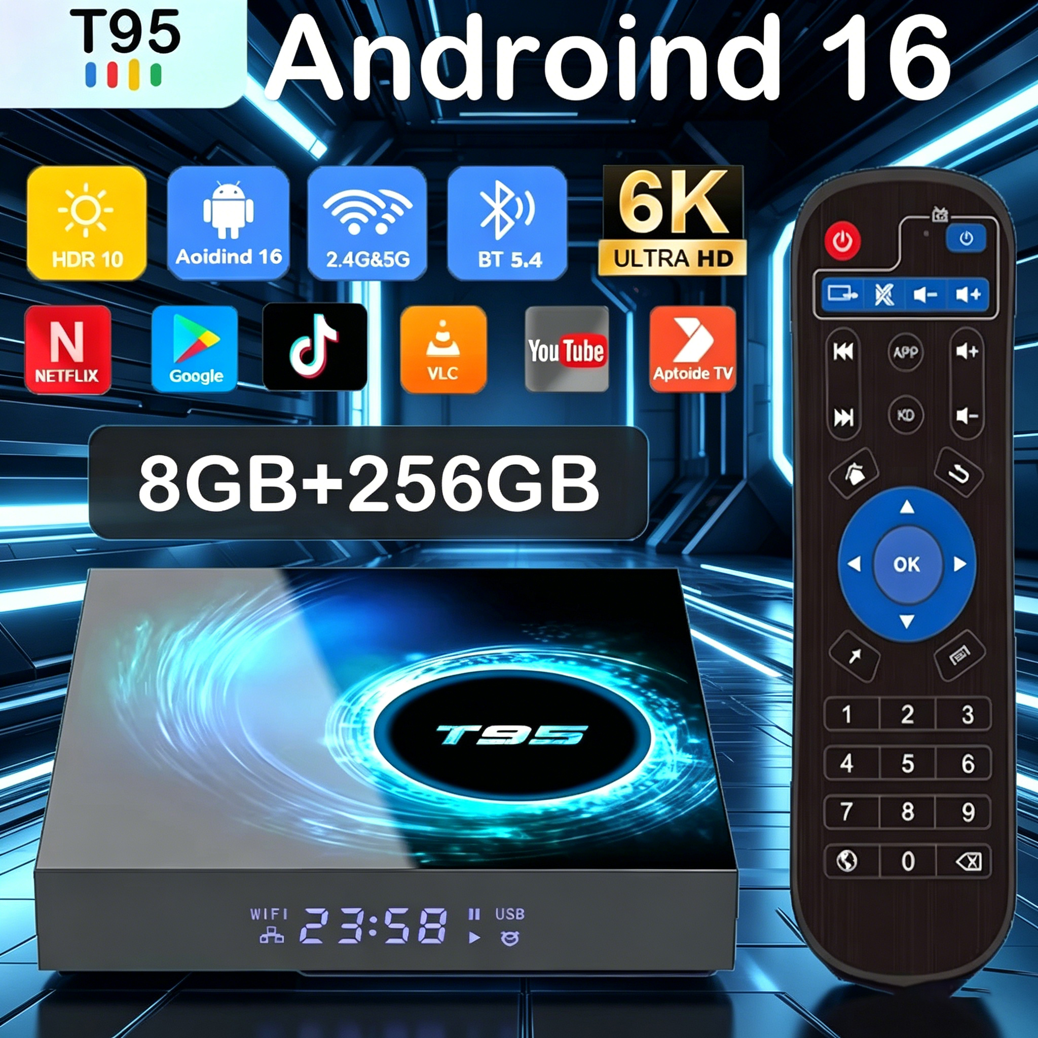Android16 Smart TV Box T95 8GB - Home Cinema Google incelemesi ve fiyatı